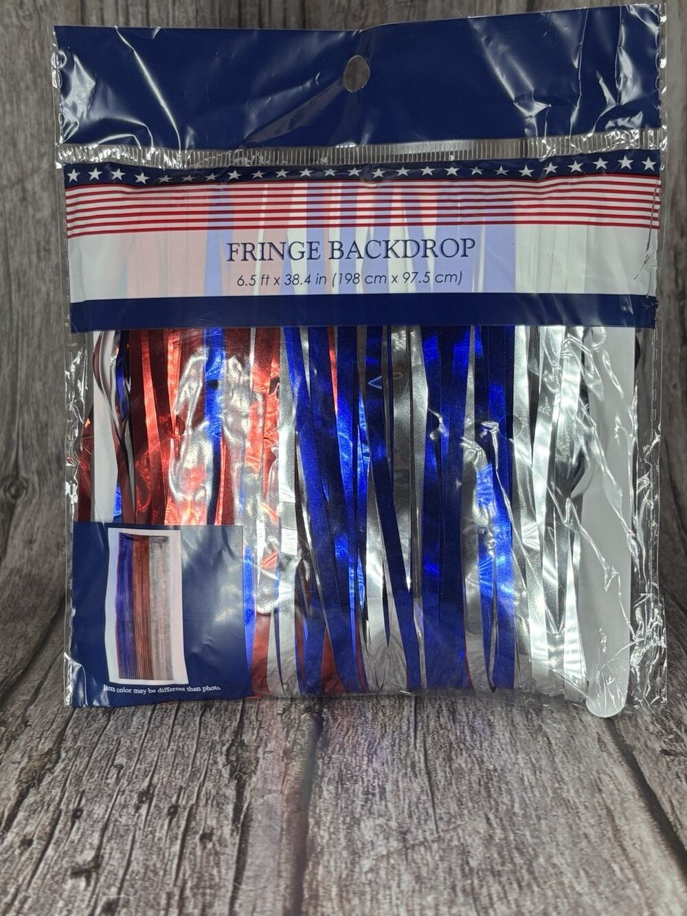 Red, Silver, and Blue Fringe Backdrop 4th of July SHIPS FREE